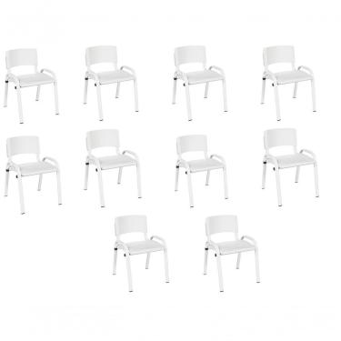 Imagem de Kit 10 Cadeira Iso Infantil Creche, Escola Base Branco Branco
