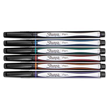 Imagem de Caneta de plástico Sharpie 1751690 com ponta permanente, resistente à água, fina e sortida, embalagem com 6