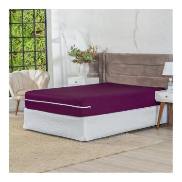 Imagem de Capa Para Colchão Casal Queen Com Zíper em Malha (Vinho)