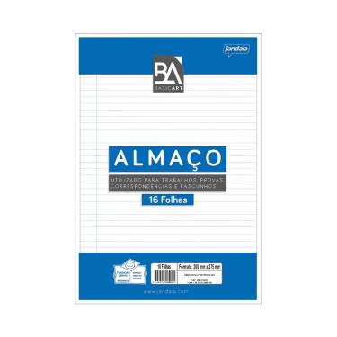 Imagem de Papel Almaço Pautado Jandaia Basic Art com Margem 16 Folhas 200x275mm
