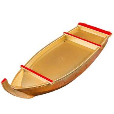 Imagem de ＫＬＫＣＭＳ Bandeja de servir sushi, bandeja de servir, suporte para sashimi, fácil de limpar, presente de inauguração, de sushi de madeira em formato de barco