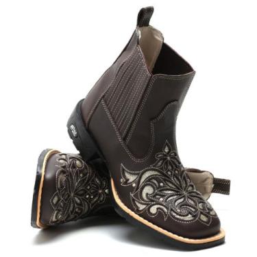 Imagem de Bota Feminina Cano Curto Botina Texana Bico Quadrado - RBBOTAS, Marrom