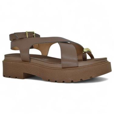 Imagem de Sandalia Vizzano Tratorada Plataforma Feminina Macia Tiras, Marrom, 35