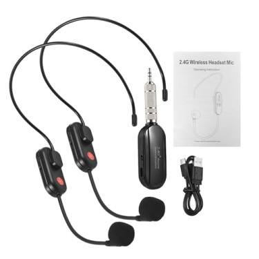 Imagem de 2.4g Wireless Microfone Headset Professional Amplificador de voz High Fidelity Sound 50m Range Lightweight confortável para Karaokê Ensino de Fitness Tourism 2 em 1 Design