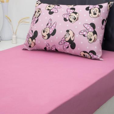 Imagem de Jogo De Cama Solteiro Mickey & Minnie Disney Malha 100% Algodão Big Minnie/rosa Cravo