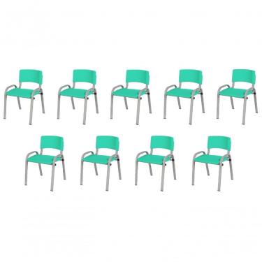 Imagem de Kit 9 Cadeiras Infantil Iso, Escola, Base Cinza- Verde água