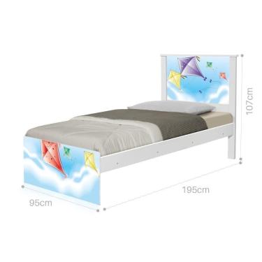 Imagem de Cama Solteiro Com Cabeceira Adesivada Pipas