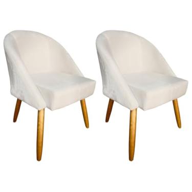 Imagem de Kit com 2 Cadeiras De Jantar Lua Veludo Luxo Para Salão Sala Penteadeira Escritório Leitura (BEGE)