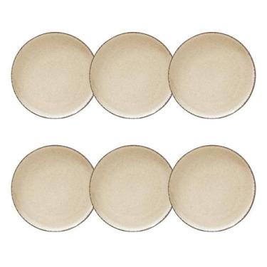 Imagem de Jogo de 6 Pratos Rasos Moderno 100 Porcelana 27 cm - Porselen, Bege Pe