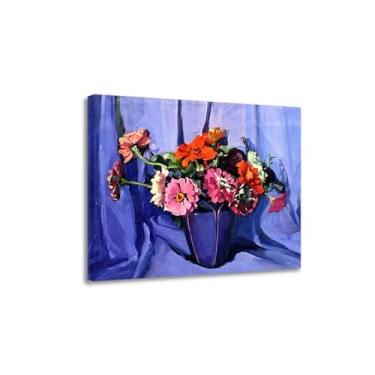 Imagem de Jane Peterson, arte famosa, "Zinnias", reproduções de pintura, impressão em tela clássica, pôster de arte de parede expressionismo para decoração 70 x 88 cm emoldurado