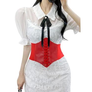 Imagem de Corset Cinto Corpete Corselet Espartilho Elástico Couro Pu - Modas Fag