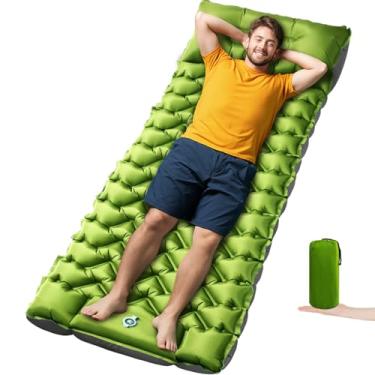 Imagem de Oramoose Almofada de dormir ultraleve para acampamento com travesseiro e bomba de pé embutidos, colchão de ar inflável compacto para mochilão, caminhada, barraca, acampamento de viagem e aventuras ao
