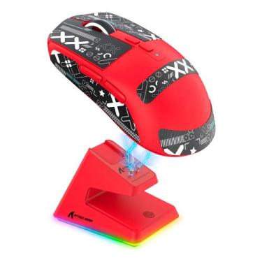 Imagem de Mouse Gamer X6 Attack Shark Tri Mode 26000dpi Dock Vermelho