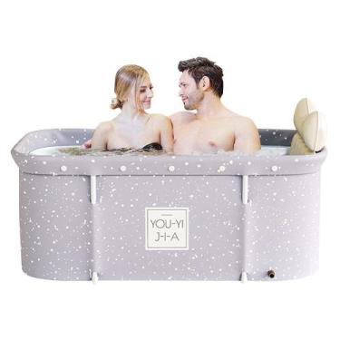 Imagem de Banheira Ofurô Dobrável Portátil Retangular PVC Com Encosto Inflável C