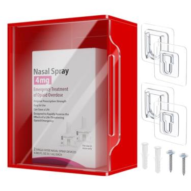 Imagem de Beautyflier Armário de alta visibilidade para suprimentos de emergência, comporta 1-2 caixas de naloxona e kit de controle de sangramento ou kit de primeiros socorros, projetado para montagem na