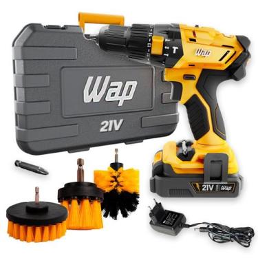 Imagem de Parafusadeira Furadeira 21v Bateria Wap K21 + Kit 3 Escovas