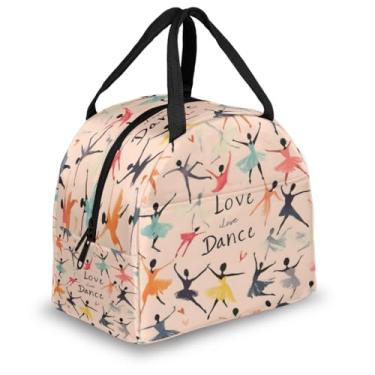Imagem de KOBLEN Lancheira de bailarina de balé, para mulheres, reutilizável, com bolso frontal, fecho de zíper, isolada, para trabalho, piquenique, viagem, praia, pesca