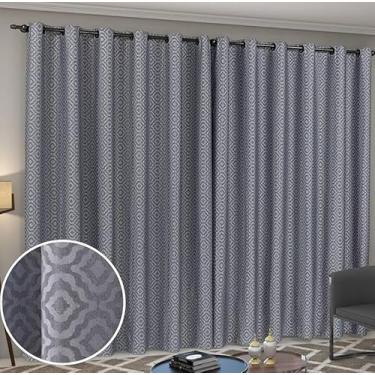 Imagem de Cortina Atena 4m x 2,80 Tecido Jaquard, Elegância Para sua Sala, Quarto, Escritório (Cinza)