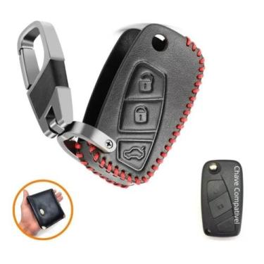 Imagem de Capa Chaveiro em Couro 3 Botões Chave Canivete Fiat Palio Stilo Strada