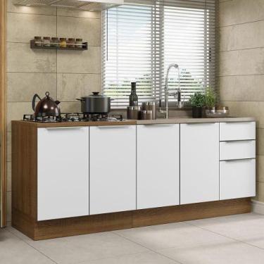 Imagem de Kit Com 2 Balcões De Cozinha 4 Portas Rustic/Branco - MADESA