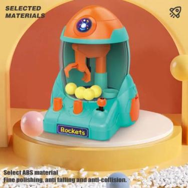 Imagem de Mini Máquina de Pegar Bolinhas Formato de Foguete com Garra e Bolas - 