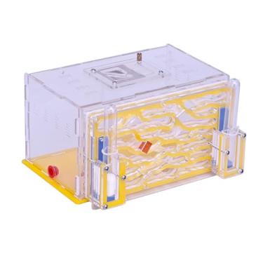 Imagem de Baoblaze Caixa de exibição de de, brinquedos de vila com cesta de alimentação, aprendizado faça você mesmo, caixa de criação de fazenda de, Amarelo