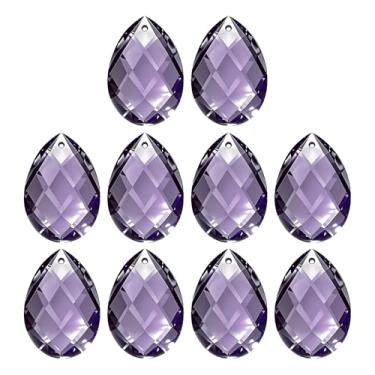 Imagem de PATIKIL Pingentes de cristal K9, contas de gota, pacote com 10 peças de prismas de lustre de 38 mm, contas de grade penduradas, lâmpada faça você mesmo para decoração de artesanato, roxo