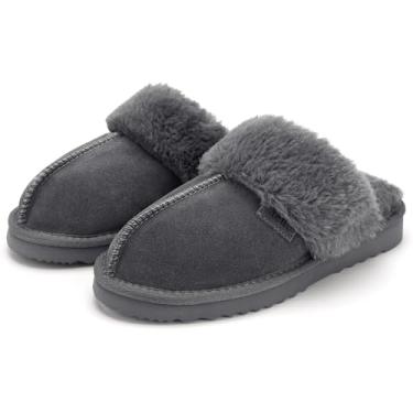 Imagem de Stelle Pantufas femininas confortáveis de inverno fofas e aconchegantes de pelúcia para uso interno e externo, Cinza, 38