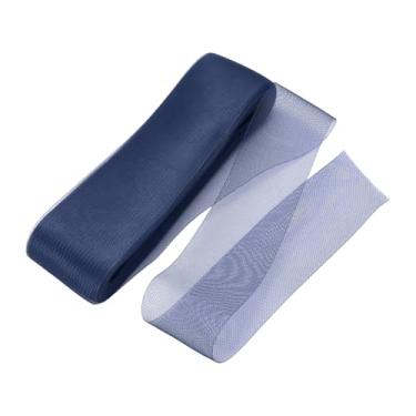 Imagem de HARFINGTON Trança de crina de cavalo rígida, 50 metros, 7,6 cm, acabamento macio de crina de cavalo para costura de desossada de poliéster, vestido de casamento, vestido de dança, aparamento, azul