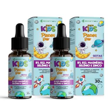 Imagem de Vitamina Kids - B1 B12 Magnésio Selênio Zinco - Sabor Morango 30Ml - Ecomev (Kit 2)