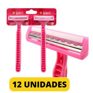 Imagem de Kit 6 Aparelho De Barbear Cabo Emborrachado E Lâminas Dupla Conforto P