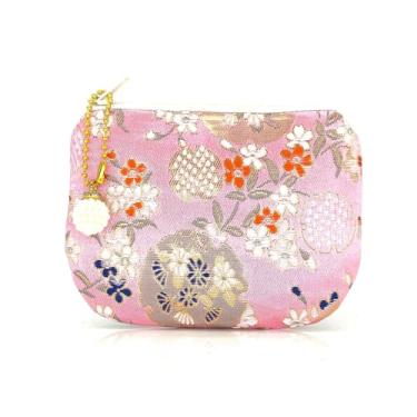 Imagem de Golden Amy Bolsa Para Joias Feita À Mão, Porta-Moedas Feminino, Brocado, Zíper, Carteira, Seda, Rosário, Estampa Floral - Rosa