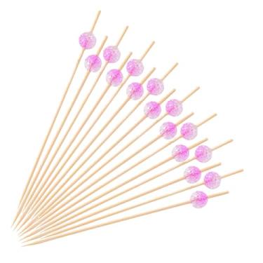 Imagem de Espetos de bambu descartáveis com contas rachadas, aperitivo, coquetel de palitos de frutas, sanduíche, sobremesa, palitos longos para festa de aniversário, decoração de alimentos, palitos de