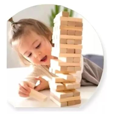 Imagem de Jogo Caiu Perdeu 54 Peças de Madeira Em Madeira Torre Maluca Equilibrio Diversão