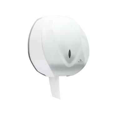 Imagem de Dispenser Papel Higiênico Rolão 500m Economia Resistência Segurança Banheiros Empresas Indústria Clínicas Plástico ABS Controle Anti Vandalismo Trava Segurança (1, Branco)