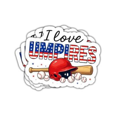 Imagem de 3 peças adesivo I Love Umpires times de beisebol coração árbitro presente para beisebol árbitro treinadores esportes softbol amantes I Love Umpires adesivos bandeira americana decalque de carro para
