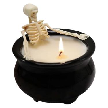 Imagem de Vela de Esqueleto,Vela Gótica Halloween Decoração Caveira | Figura Assustadora para Festas Aniversário Bar Mesa Cozinha Sala Prateleira Entrada Apartamento