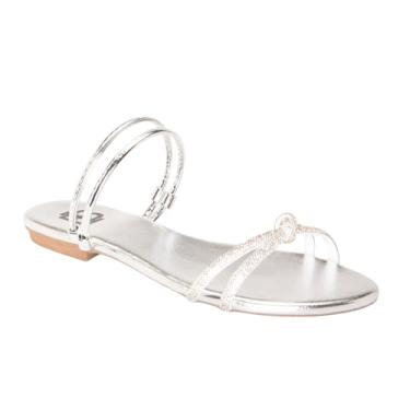 Imagem de Rasteirinha Feminina Sandalia Papete Praia Verão 2025-Prateado-40