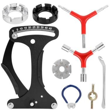Imagem de 9pçs Kit de Chave Raio Bicicleta, Chave Torque Raios & Medidor Tensão com Alavancas Pneu Universal Kit de Correção Aro Ferramentas Reparação para Ajuste Roda Manutenção