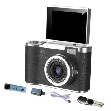 Imagem de predolo Câmera digital 4K com tela flip de 180°, tela de 2,4" com filtro integrado, digital de 8x, câmera CCD para iniciantes e adolescentes, Preto