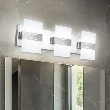 Imagem de Wvsrbyr Luminárias De Banheiro, Luzes De Vaidade Led Modernas Para Banheiro, Arandela De Parede, Luminárias De Banheiro Cromadas Sobre Espelho, Luminárias De Vaidade De Aço Inoxidável, Luminária De