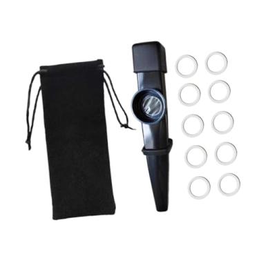 Imagem de YIJU Flauta Kazoo Infantil, Capa para Boquilha, Acompanhamento Musical, Instrumento Musical de Brinquedo com Diafragmas para Festa e Prática Diária, Preto