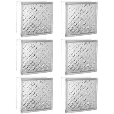 Imagem de Kit 6 Tijolos Bloco De Vidro 19X19X8 Tradestar