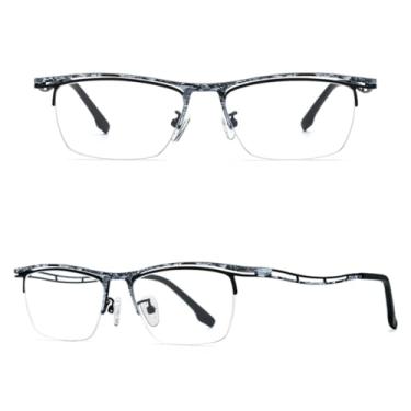 Imagem de VFDHN Armação de óculos de titânio masculina, óculos de grau sem aro, ultraleve (85890 preto e branco C6)