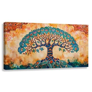 Imagem de Árvore da Vida Arte de Parede Impressão em Tela Decoração Harmonia da Vida Olhos Sabedoria Imagens Raízes Ramos 60x30cmx1