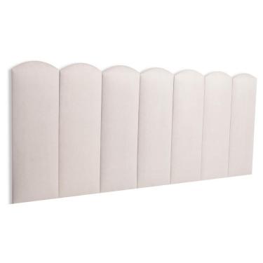 Imagem de Cabeceira Casal Kit 7 Placas Modelo Nuvem - Suede Creme / Off White