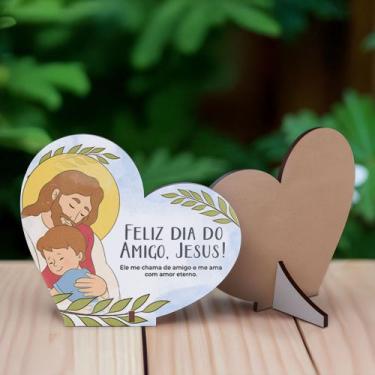 Imagem de Kit 10 Lembrancinhas Coração MDF Dia do Amigo - Deliquadros, Feliz dia