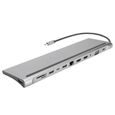 Imagem de Zopsc Adaptador Duplo, Estação de Docking 12-em-1 USB C Com PD 87W Charging Dual +VGA Saída USB 3.0 Portas RJ45 Ethernet para Notebooks Tipo C