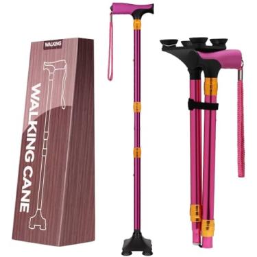 Imagem de LIXIANG Bengala de caminhada para mulheres para estabilidade, equilíbrio de idosos, bengalas dobráveis dobráveis para homens, resistente, ajustável, para viagem, dobrável, elegante, decorativa