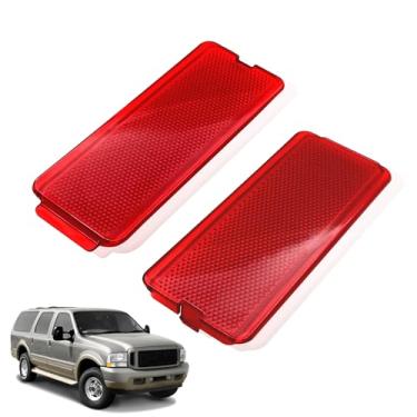 Imagem de SYudwen Tampa de luz refletora frontal ou traseira vermelha compatível com Ford Excursion 2000-2005, 2000-2005 Ford F250/F350/F450/F550, painéis refletores de porta interna super resistente, 2 peças